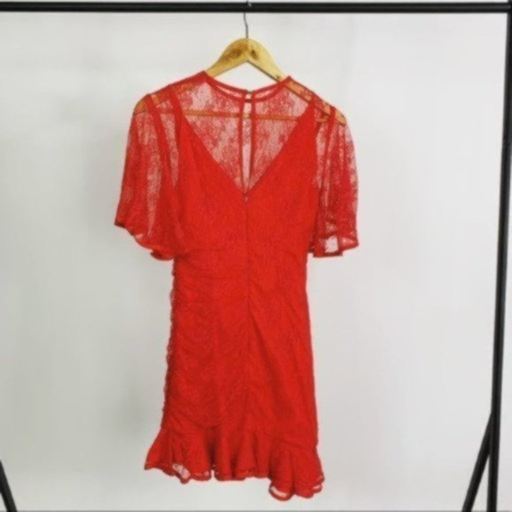 SALE Keepsake Get Free Red Lace Mini Dress - Picture 3 of 7